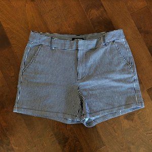 Joe Fresh Striped Print Shorts in White and Blue